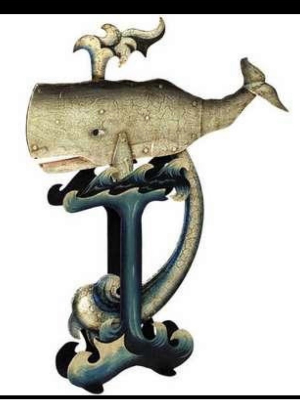 Interactive kinetic balance whale sculpture crafted from recycled metal
